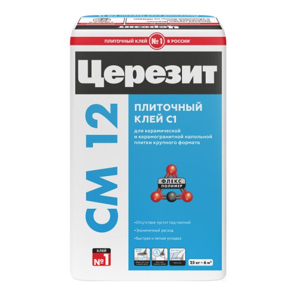 Клей для керамогранита и крупно форматной плитки ЦЕРЕЗИТ СМ 12