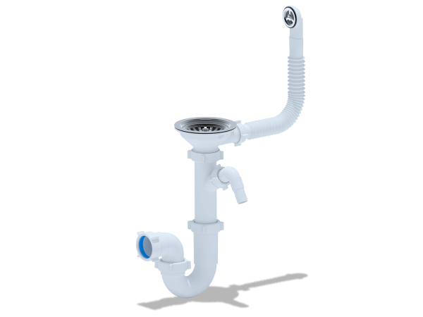 Сифон АНИ 3 1/2"*40 прямоточный с отводом для стир. машины, с круглым гибким переливом