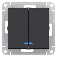 Механизм Выключателя 2-кл. с подсветкой сх.5а 10АХ карбон ATLASDESIGN