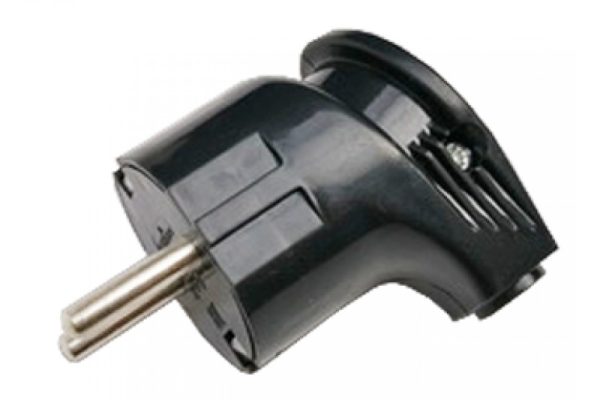 Вилка угловая с заземлением 16А черная 4210 IN HOME (упак.30)