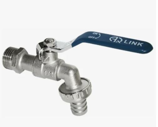 Кран шаровой водоразборный 1/2" НР рыч. никель "Aqualink"