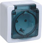 Розетка ОП 1-мест. з/к с крышкой дымчатый IP54 ГЕРМЕС PLUS РСб20-3-ГПБд (упак.100/10)