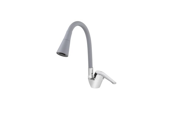 Смеситель VIKO кухня боковой Ø40 с гайкой серым гибким изливом (2-jet)