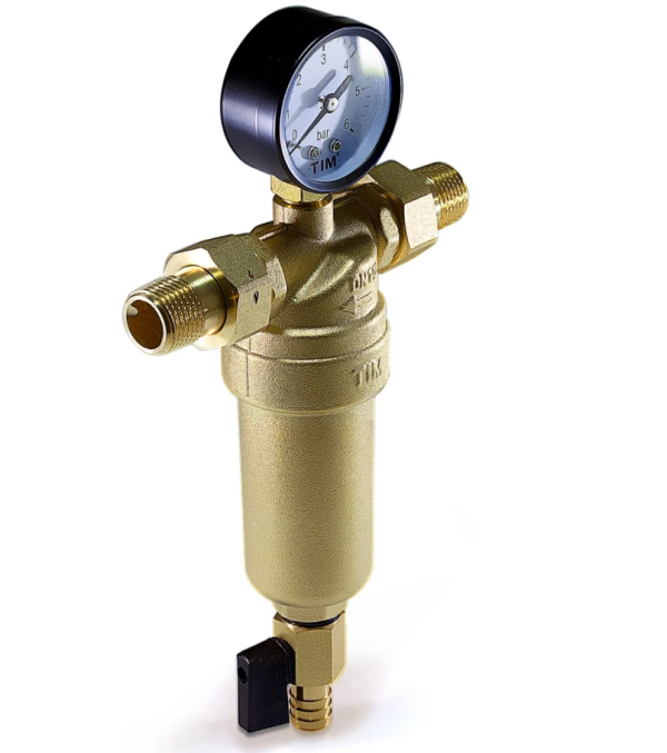 Фильтр тонкой очистки 3/4 TIM с манометром (латунь) /JH-2001
