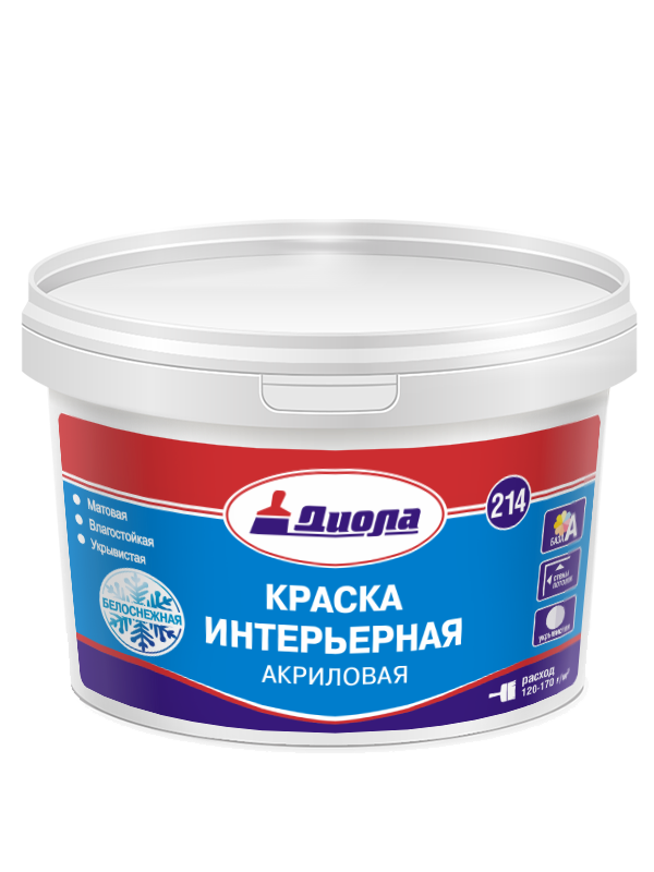 Краска ВД Диола-214 акриловая интерьерная 14кг