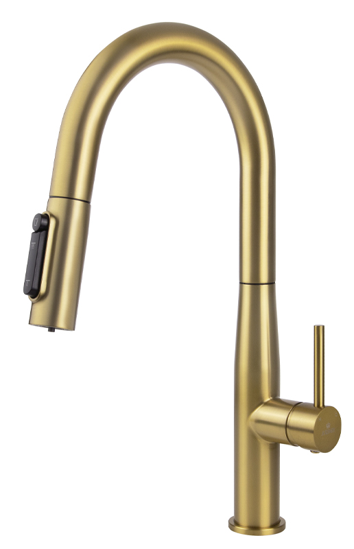 Смеситель KAISER Vita для кухни с вытяжной лейкой, под фильтр, Ø25 /Нержавейка /Шлифованное золото