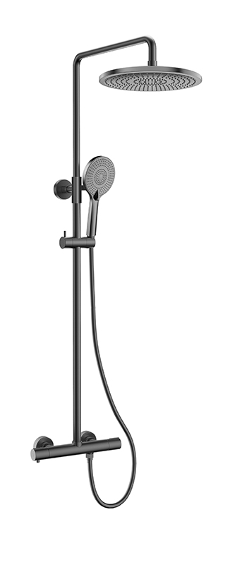 Душевая система KAISER Serio с термостатом /Латунь /Воронёная сталь