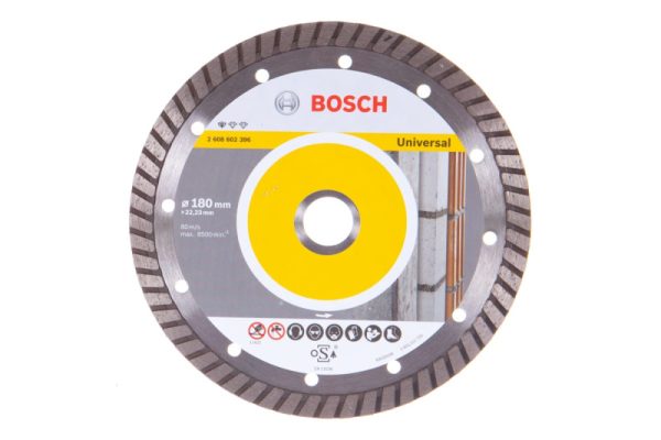 Диск алмазный турбо 180 мм Universal кирпич искусственный камень пористый бетон BOSCH 2608602396