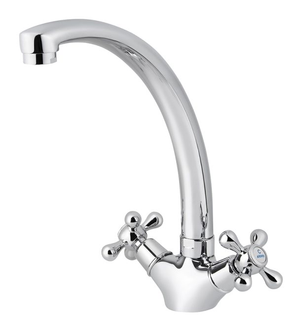 Смеситель KAISER Carlson Eco кухня крест керамика (литой излив)