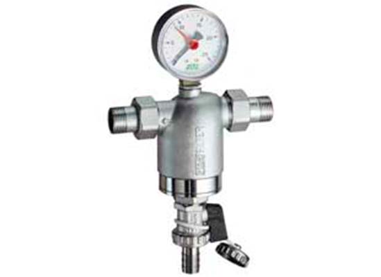 FAR Фильтр 1/2" НР-НР (300мкм) с манометром, мах 95гр. 25бар