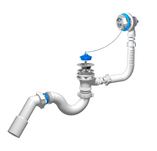 Сифон Ани 1-1/2" д/ванны с выпуском и переливом, с г/тр. 45 40/50