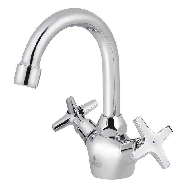 Смеситель KAISER Crystal для раковины крест керамика U-излив