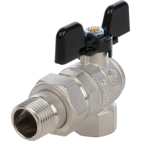 Кран шаровый 1/2" в/н американка угловой бабочка полнопроходной STOUT