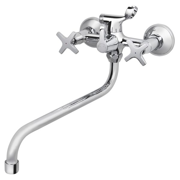 Смеситель KAISER Crystal для ванны керамика с кер дивертером излив круглый, с душем