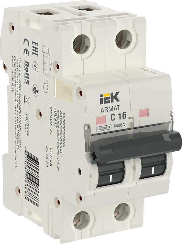 Авт. выкл. M06N 2P 16А 6кА хар-ка C ARMAT IEK (упак.60/6)