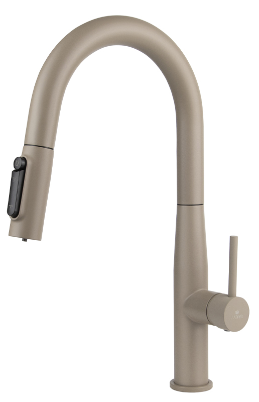 Смеситель KAISER Vita для кухни с вытяжной лейкой, под фильтр, Ø25 /Нержавейка /Холодный бежевый