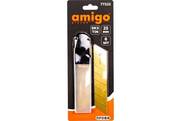 Лезвия для ножа 25 мм TIN 6 штук Amigo Grande 77222