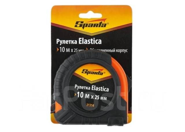 Рулетка 10 м*25 мм обрезиненный корпус Elastica SPARTA 31314 Рулетка 10 м*25 мм обрезиненный корпус Elastica SPARTA 31314