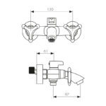 Смеситель KAISER Trio ванна к/н кер 3-листник черный