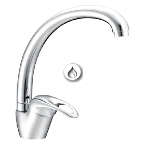 Смеситель для кухни однорычажный, высокий излив 20 см (утка), карт. 35, шпилька, б/подводки (цинк) ACSOPT