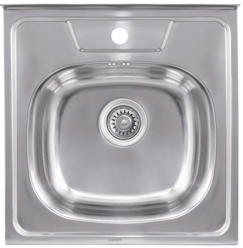 Мойка из нержавейки "KAISER" накладная 500x500*0.8mm хром/сифон
