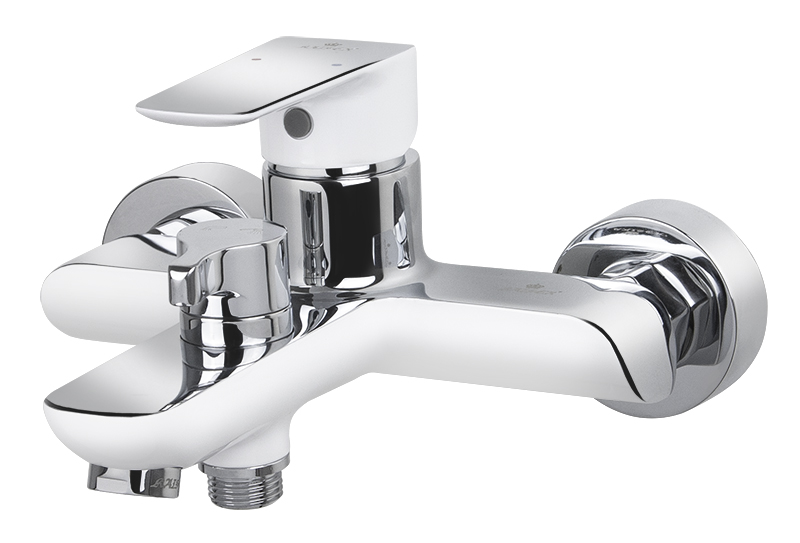 Смеситель KAISER Glory ванна к/н Ø35 с душем, хром+белый