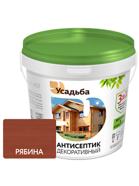Антисептик декоративный на водной основе Усадьба-401 рябина 1 кг