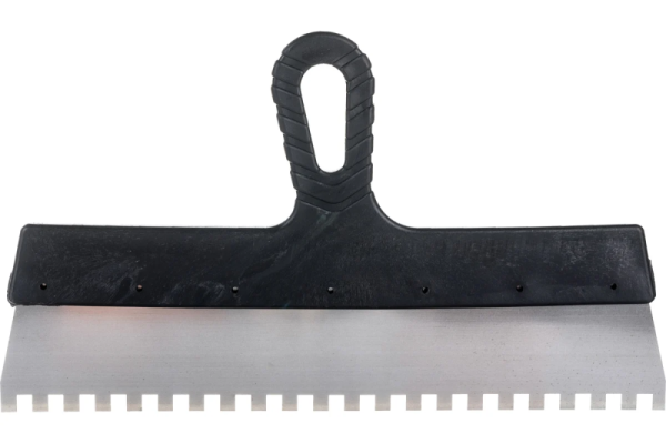 Шпатель зубчатый 350 мм с черной ручкой зуб 8*8 мм Сибртех 85477