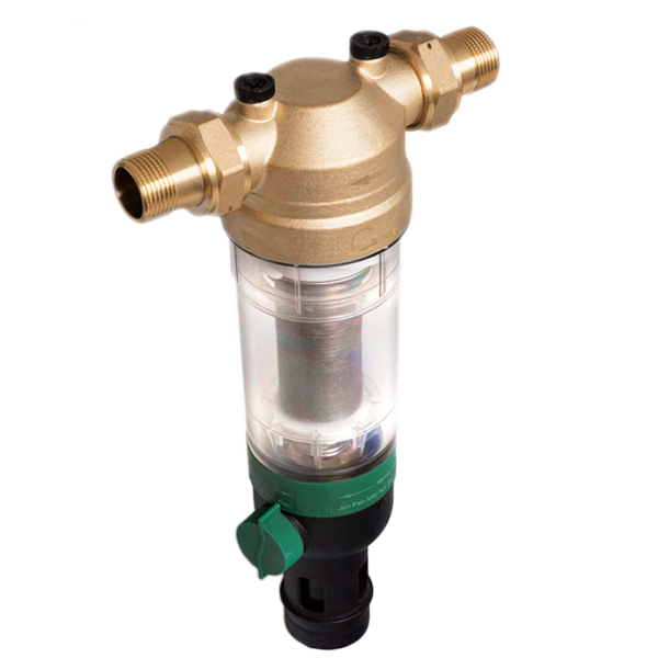 Фильтр тонкой с обратной промывкой 1" TIM с манометром (пластик./латунь)