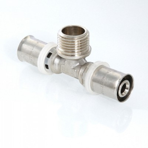 Пресс тройник 20ммх3/4"х20мм с переходом на наружную резьбу Лавита 11160003 (10/60)