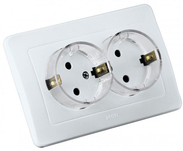 Розетка СУ 2 мест. з/к з/ш "стакан" MASTER (250В,16А), белый (упак.63)