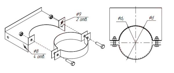 Кронштейн стеновой нерж. d 200 1,5мм/0,8мм