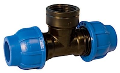 Тройник компрессионный с внутренней резьбой 50x1 1/4" ПНД (9)