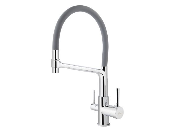 Смеситель VIKO кухня боковой под фильтр Ø35 с гибким серым изливом, корпус: хром (латунь)