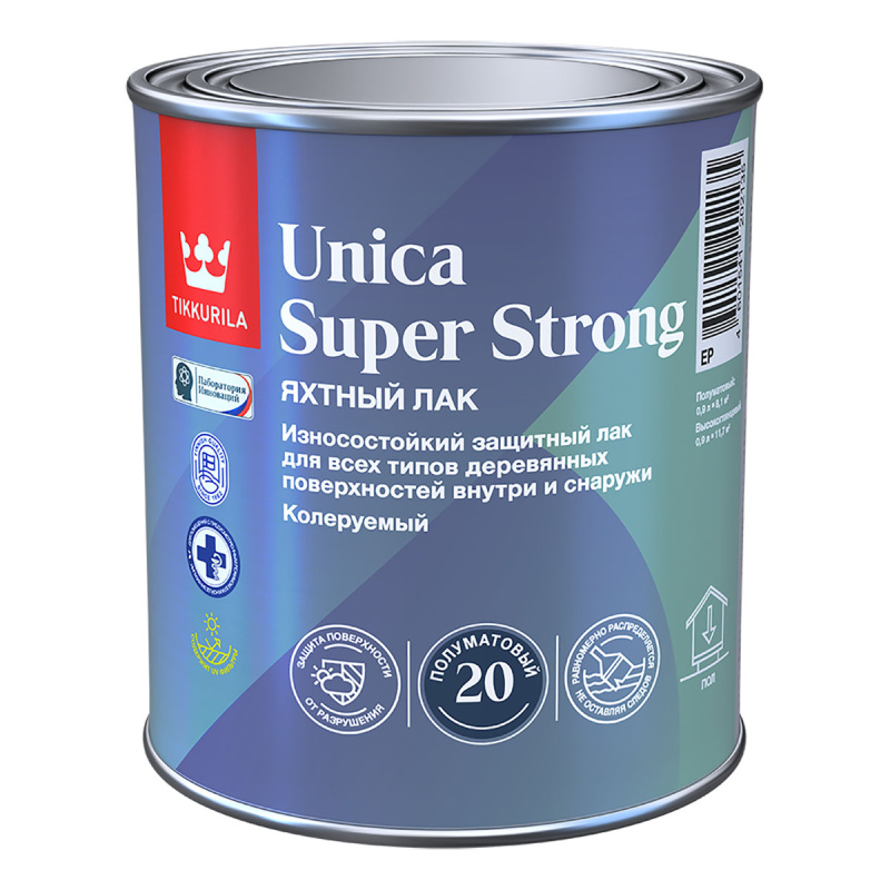 Лак универсальный Tikkurila UNICA SUPER STRONG EP п/матовый 0,9л