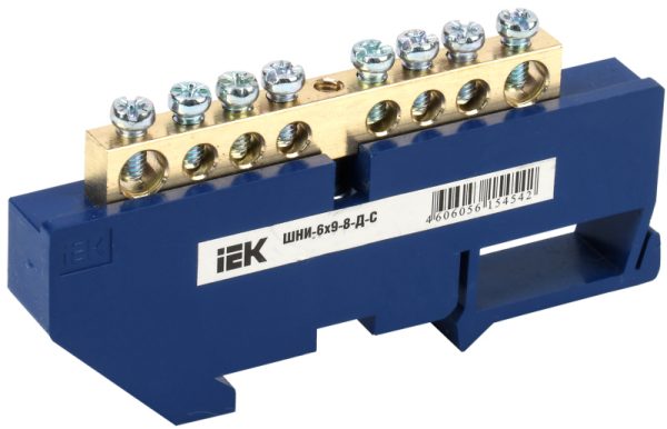 Шина N "ноль" на DIN-изол ШНИ-6х9-8-Д-С ИЭК (упак.500/20)