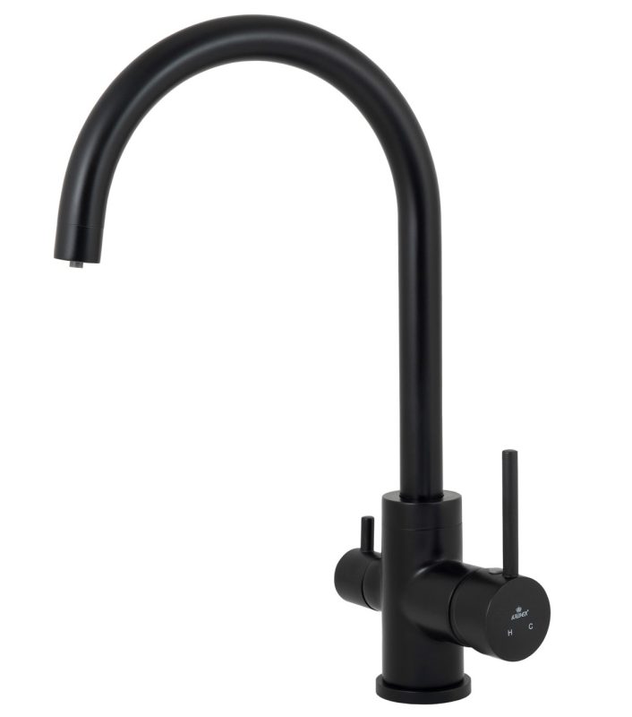 Смеситель KAISER Merkur кухня боковой под фильтр R-излив Ø35 (черный матовый)