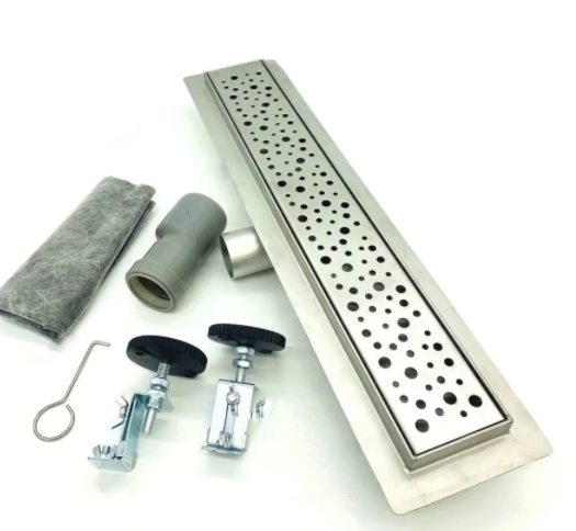 Трап щелевой Горизональный (гидро+сухая защита) 45 см Решетка круглые ячейки "TIM"