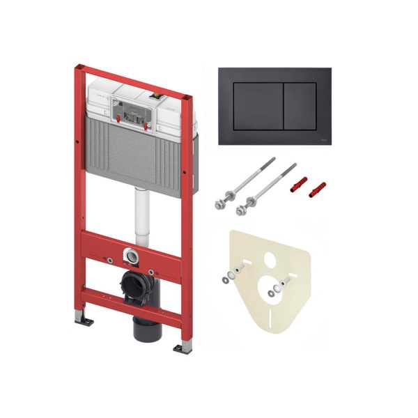 Система инсталляции для унитазов TECE Base с 2-мя клавишами /Панель чёрная матовая