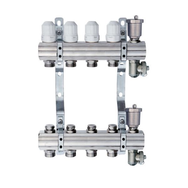 Коллекторная группа с воздухоотводчиком TIM 1", 5 хода, латунь