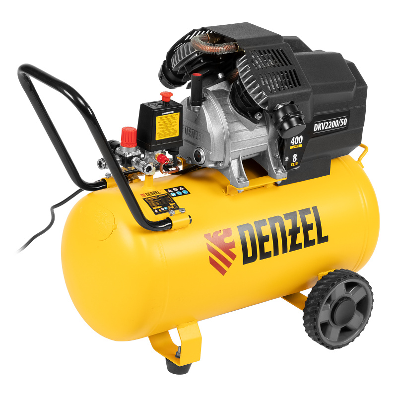 Компрессор пневматический 2200 Вт 400 л/мин 8 бар 50 л DENZEL DKV2200 Компрессор пневматический 2200 Вт 400 л/мин 8 бар 50 л DENZEL DKV2200