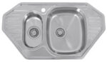 Мойка из нержавейки "KAISER" врезная 849*472*180*0.8mm двойная хром/сифон