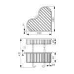Полка двойная настенная угловая KAISER 240*240*450 с 2-мя крючками, хром (нерж. сталь)