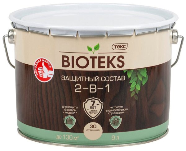Защитный Состав 2-в-1 ТЕКС BIOTEKS Мореный дуб 9 л