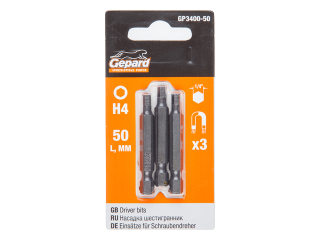 Бита GEPARD Hex 4х50 мм 3 шт Бита GEPARD Hex 4х50 мм 3 шт