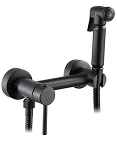 Смеситель VIKO настенный для биде гигиеническим душем Ø25 (латунь), черный матовый