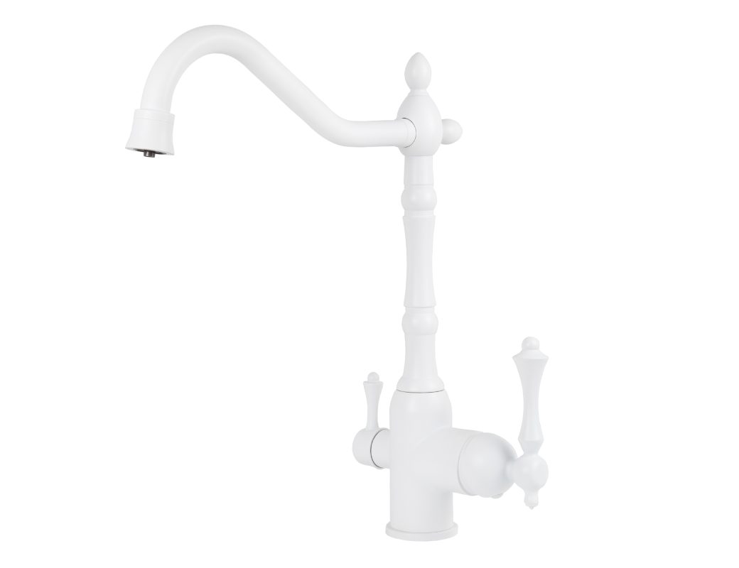 Смеситель VIKO кухня боковой под фильтр (латунь) Ø35, белый