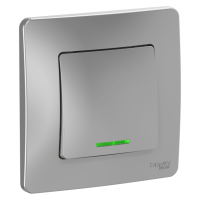 Выключатель СП 1-кл. с подсветкой 10А, 250B, алюминий BLANCA