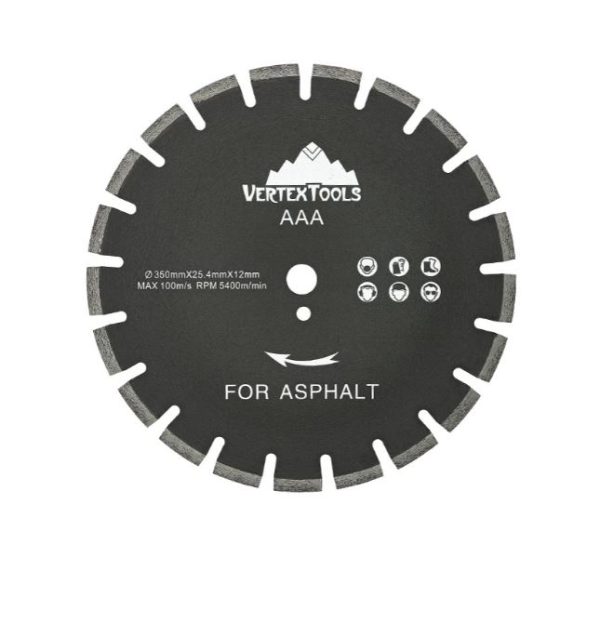 Диск алмазный сегментный 350 мм по асфальту VERTEXTOOLS