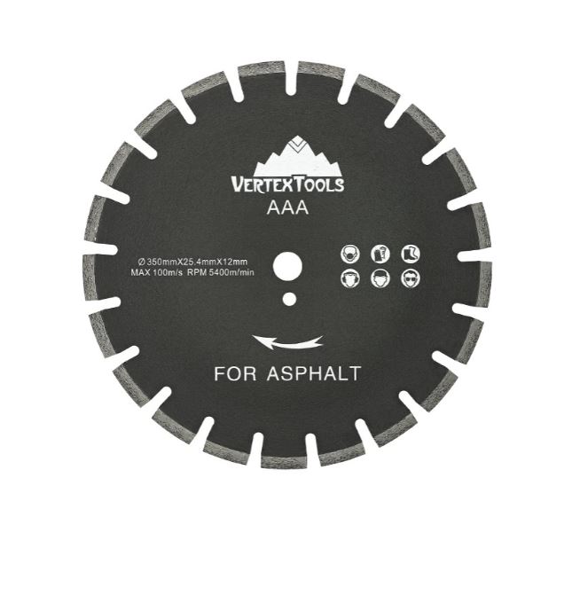 Диск алмазный сегментный 350 мм по асфальту VERTEXTOOLS